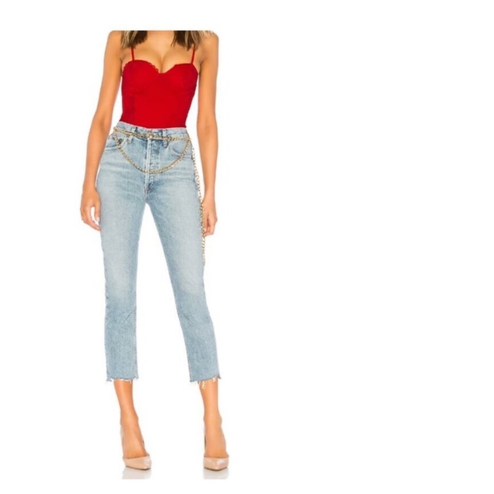Agolde Riley High Rise Straight Crop In Zephyr Style A056d-811, Size 25